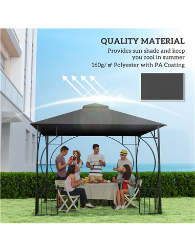 Outsunny 3x3(m) Replacement Gazebo Canopy, Double Tier Roof Top for Garden, Patio, Outdoor, Black (TOP ONLY)