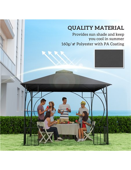 Outsunny 3x3(m) Replacement Gazebo Canopy, Double Tier Roof Top for Garden, Patio, Outdoor, Black (TOP ONLY) - pic 119508 | FastDaddyshop