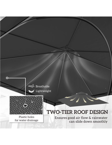 Outsunny 3x3(m) Replacement Gazebo Canopy, Double Tier Roof Top for Garden, Patio, Outdoor, Black (TOP ONLY) - pic 119510 | FastDaddyshop