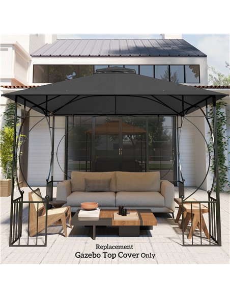 Outsunny 3x3(m) Replacement Gazebo Canopy, Double Tier Roof Top for Garden, Patio, Outdoor, Black (TOP ONLY) - pic 119512 | FastDaddyshop