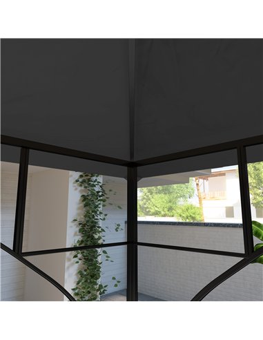 Outsunny 3x3(m) Replacement Gazebo Canopy, Double Tier Roof Top for Garden, Patio, Outdoor, Black (TOP ONLY)