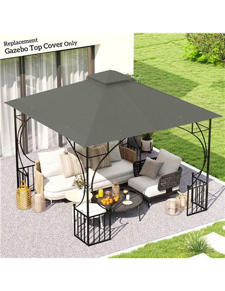 Outsunny 3x3(m) Replacement Gazebo Canopy, Double Tier Roof Top for Garden, Patio, Outdoor, Grey (TOP ONLY) - pic 119515 | FastDaddyshop