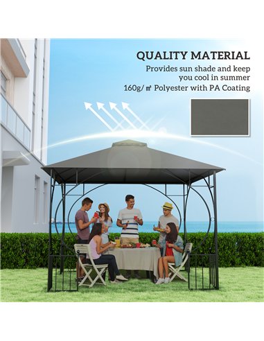 Outsunny 3x3(m) Replacement Gazebo Canopy, Double Tier Roof Top for Garden, Patio, Outdoor, Grey (TOP ONLY)