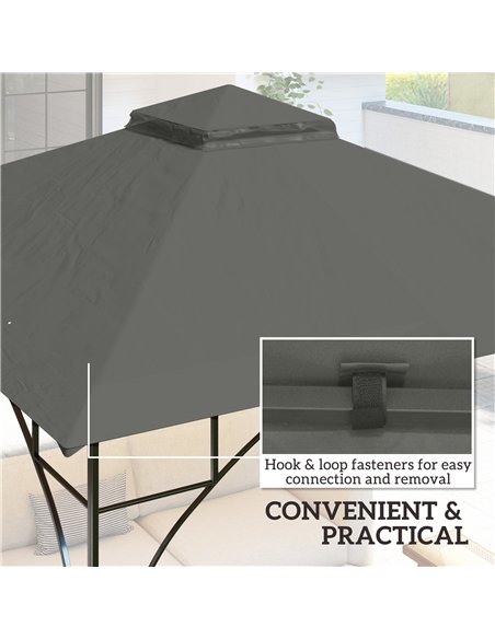 Outsunny 3x3(m) Replacement Gazebo Canopy, Double Tier Roof Top for Garden, Patio, Outdoor, Grey (TOP ONLY) - pic 119518 | FastDaddyshop