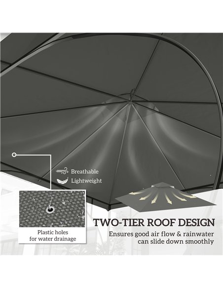 Outsunny 3x3(m) Replacement Gazebo Canopy, Double Tier Roof Top for Garden, Patio, Outdoor, Grey (TOP ONLY) - pic 119519 | FastDaddyshop