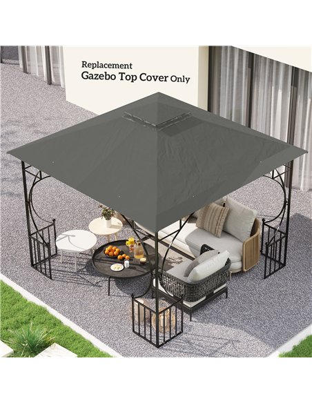 Outsunny 3x3(m) Replacement Gazebo Canopy, Double Tier Roof Top for Garden, Patio, Outdoor, Grey (TOP ONLY) - pic 119520 | FastDaddyshop