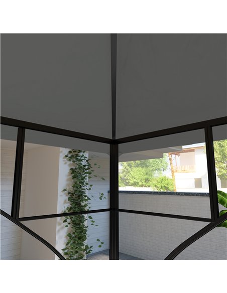 Outsunny 3x3(m) Replacement Gazebo Canopy, Double Tier Roof Top for Garden, Patio, Outdoor, Grey (TOP ONLY) - pic 119522 | FastDaddyshop