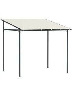 Outsunny 2.4 x 2.4 m Wall Mounted Pergola Gazebo with PA Coating Fabric and Metal Frame, UPF30+, Lean to Garden Gazebo, Wind Res
