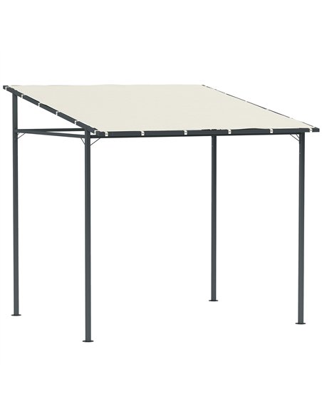 Outsunny 2.4 x 2.4 m Wall Mounted Pergola Gazebo with PA Coating Fabric and Metal Frame, UPF30+, Lean to Garden Gazebo, Wind Res - pic 119532 | FastDaddyshop