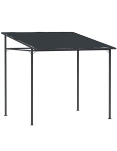 Outsunny 2.4 x 2.4 m Wall Mounted Pergola Gazebo with PA Coating Fabric and Metal Frame, UPF30+, Lean to Garden Gazebo, Wind Res