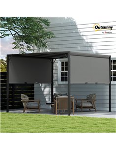 Outsunny 3 X 3 Meters Pergola with Retractable Roof, Garden Gazebo with Adjustable Sun Shade Canopy and Steel Frame, Charcoal Gr 2