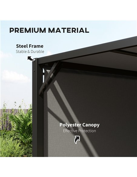Outsunny 3 X 3 Meters Pergola with Retractable Roof, Garden Gazebo with Adjustable Sun Shade Canopy and Steel Frame, Charcoal Gr - pic 119553 | FastDaddyshop