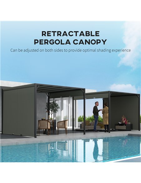 Outsunny 3 X 3 Meters Pergola with Retractable Roof, Garden Gazebo with Adjustable Sun Shade Canopy and Steel Frame, Charcoal Gr - pic 119554 | FastDaddyshop