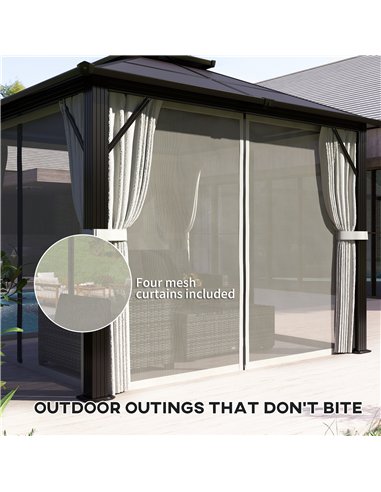 Outsunny 3 x 3(m) Hardtop Gazebo Canopy with UPF30+ Double Polycarbonate Roof, Aluminium Frame Garden Gazebo Permanent Pavilion 