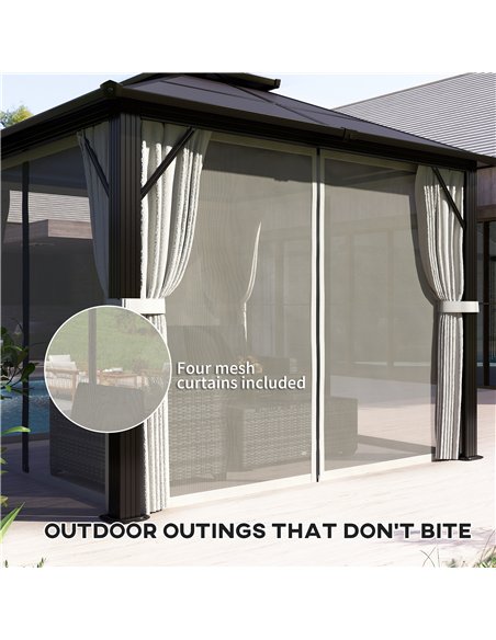 Outsunny 3 x 3(m) Hardtop Gazebo Canopy with UPF30+ Double Polycarbonate Roof, Aluminium Frame Garden Gazebo Permanent Pavilion  - pic 119565 | FastDaddyshop