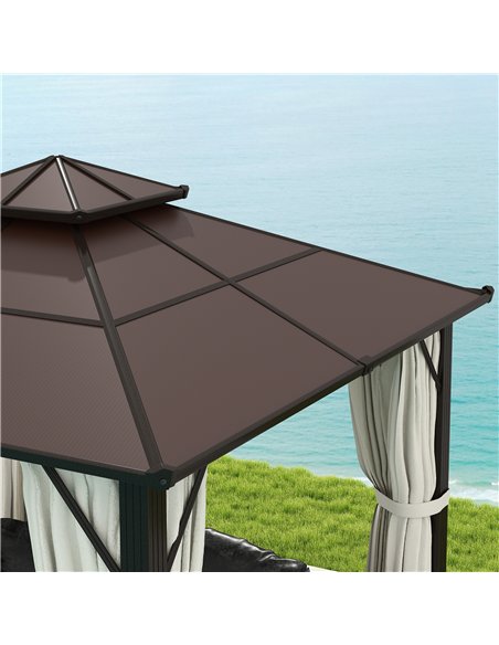 Outsunny 3 x 3(m) Hardtop Gazebo Canopy with UPF30+ Double Polycarbonate Roof, Aluminium Frame Garden Gazebo Permanent Pavilion  - pic 119567 | FastDaddyshop
