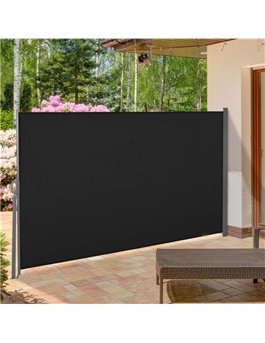 Outsunny Retractable Sun Side Awning Screen Fence Patio Garden Wall Balcony Screening Panel Outdoor Blind Privacy Divider (3x1.6