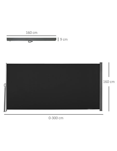 Outsunny Retractable Sun Side Awning Screen Fence Patio Garden Wall Balcony Screening Panel Outdoor Blind Privacy Divider (3x1.6 - pic 119570 | FastDaddyshop
