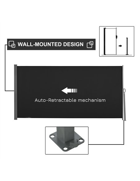 Outsunny Retractable Sun Side Awning Screen Fence Patio Garden Wall Balcony Screening Panel Outdoor Blind Privacy Divider (3x1.6 - pic 119571 | FastDaddyshop