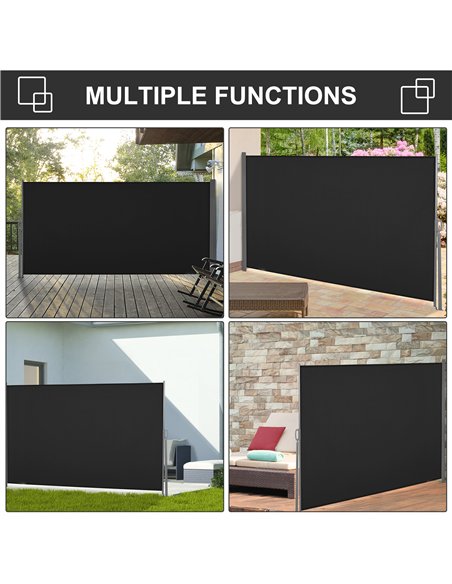 Outsunny Retractable Sun Side Awning Screen Fence Patio Garden Wall Balcony Screening Panel Outdoor Blind Privacy Divider (3x1.6 - pic 119573 | FastDaddyshop