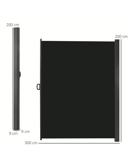 Outsunny Retractable Sun Side Awning Screen Fence Patio Garden Wall Balcony Screening Panel Outdoor Blind Privacy Divider (3x2M, - pic 119579 | FastDaddyshop