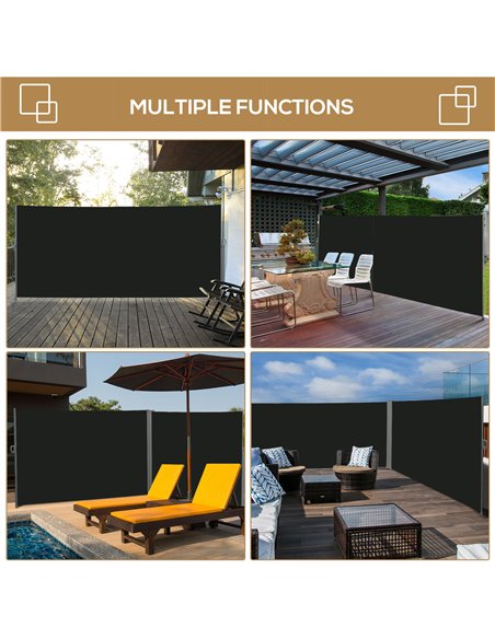 Outsunny Retractable Sun Side Awning Screen Fence Patio Garden Wall Balcony Screening Panel Outdoor Blind Privacy Divider (3x2M, - pic 119583 | FastDaddyshop