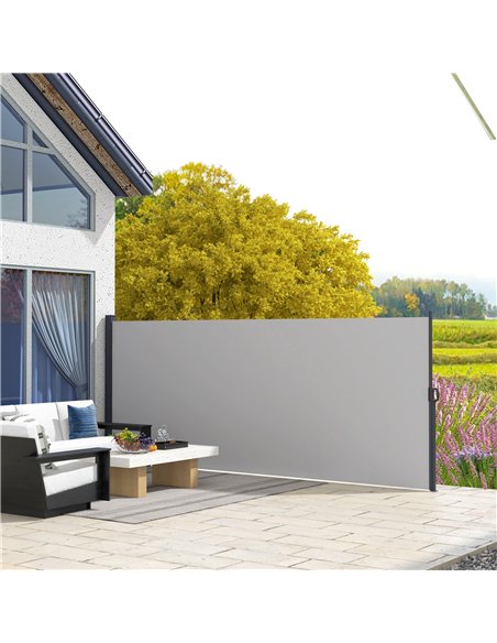 Outsunny 400 x x 160cm Retractable Side Awning - Light Grey - pic 119587 | FastDaddyshop