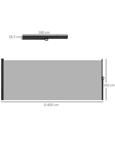 Outsunny 400 x x 160cm Retractable Side Awning - Light Grey