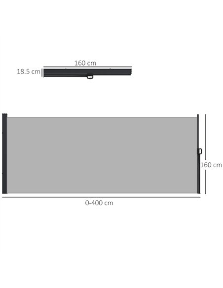 Outsunny 400 x x 160cm Retractable Side Awning - Light Grey - pic 119588 | FastDaddyshop