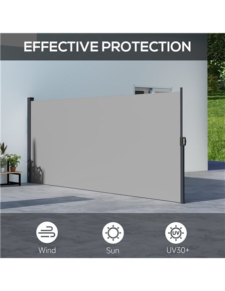 Outsunny 400 x x 160cm Retractable Side Awning - Light Grey - pic 119589 | FastDaddyshop