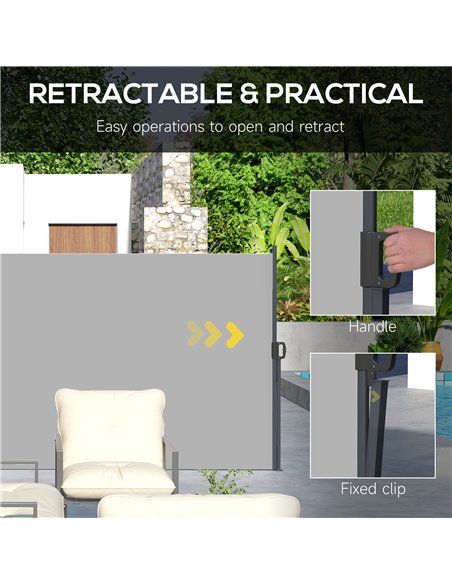 Outsunny 400 x x 160cm Retractable Side Awning - Light Grey - pic 119590 | FastDaddyshop
