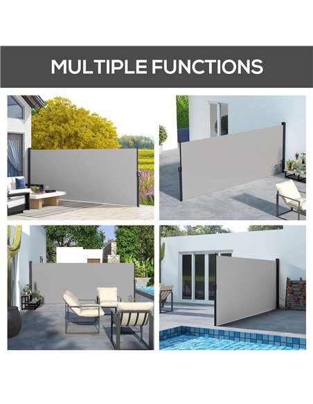 Outsunny 400 x x 160cm Retractable Side Awning - Light Grey - pic 119592 | FastDaddyshop