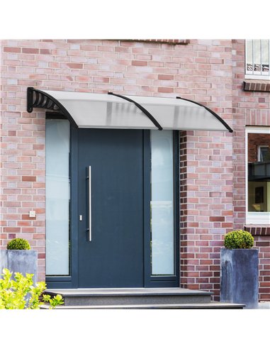 Outsunny Front Door Canopy, Outdoor Awning, 200 x 96cm Rain Shelter for Window, Porch and Front/Back Door, Clear