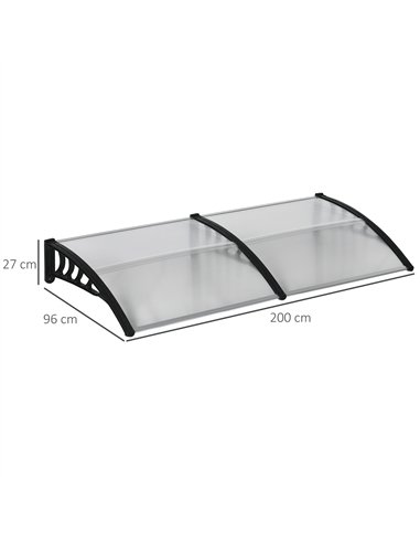 Outsunny Front Door Canopy, Outdoor Awning, 200 x 96cm Rain Shelter for Window, Porch and Front/Back Door, Clear