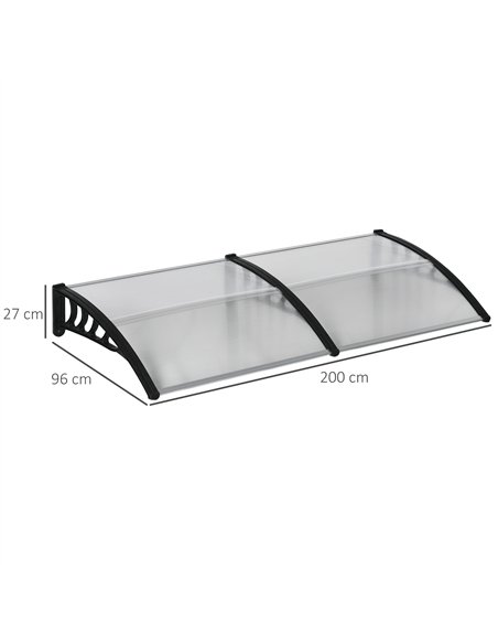 Outsunny Front Door Canopy, Outdoor Awning, 200 x 96cm Rain Shelter for Window, Porch and Front/Back Door, Clear - pic 119597 | FastDaddyshop