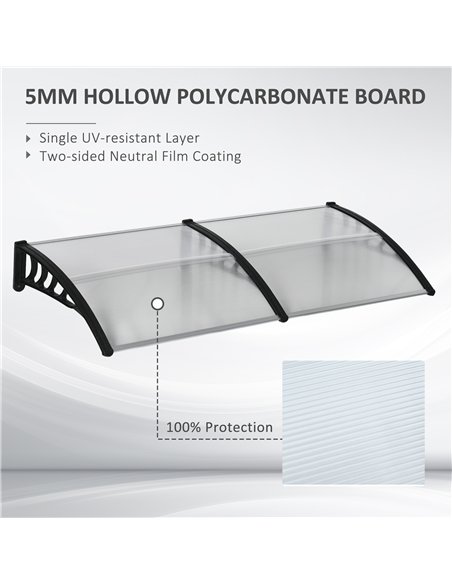 Outsunny Front Door Canopy, Outdoor Awning, 200 x 96cm Rain Shelter for Window, Porch and Front/Back Door, Clear - pic 119598 | FastDaddyshop