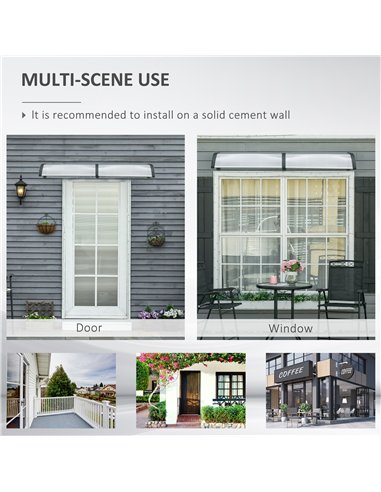 Outsunny Front Door Canopy, Outdoor Awning, 200 x 96cm Rain Shelter for Window, Porch and Front/Back Door, Clear