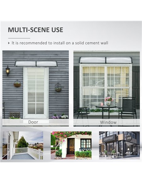 Outsunny Front Door Canopy, Outdoor Awning, 200 x 96cm Rain Shelter for Window, Porch and Front/Back Door, Clear - pic 119600 | FastDaddyshop