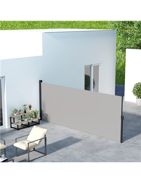 Outsunny Retractable Side Awning, Outdoor Privacy Screen for Garden, Hot Tub, Balcony, Terrace, Pool, 400 x 180cm, Light Grey - pic 119605 | FastDaddyshop