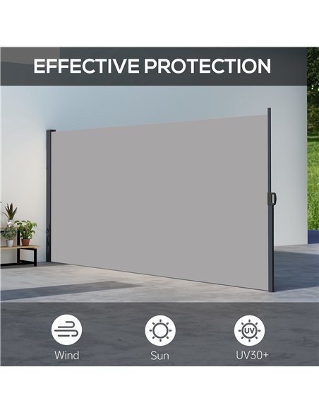 Outsunny Retractable Side Awning, Outdoor Privacy Screen for Garden, Hot Tub, Balcony, Terrace, Pool, 400 x 180cm, Light Grey - pic 119607 | FastDaddyshop
