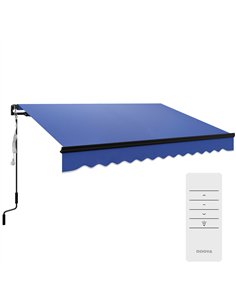 Outsunny 3 x 2.5m Electric Awning with LED Light and Remote Controller, Aluminium Frame DIY Retractable Awning, UV50+ Sun Shade 