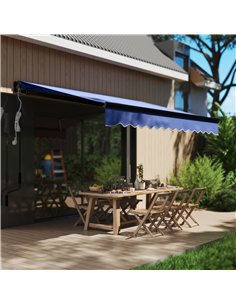 Outsunny 3 x 2.5m Electric Awning with LED Light and Remote Controller, Aluminium Frame DIY Retractable Awning, UV50+ Sun Shade  2