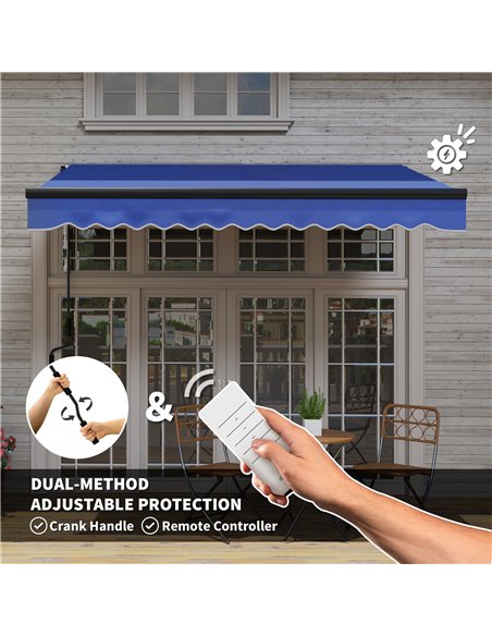 Outsunny 3 x 2.5m Electric Awning with LED Light and Remote Controller, Aluminium Frame DIY Retractable Awning, UV50+ Sun Shade  - pic 119616 | FastDaddyshop