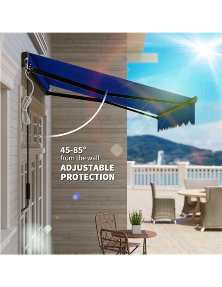 Outsunny 3 x 2.5m Electric Awning with LED Light and Remote Controller, Aluminium Frame DIY Retractable Awning, UV50+ Sun Shade  - pic 119619 | FastDaddyshop