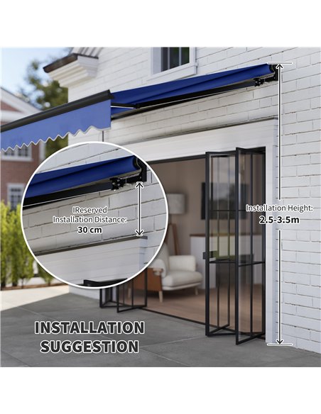 Outsunny 3 x 2.5m Electric Awning with LED Light and Remote Controller, Aluminium Frame DIY Retractable Awning, UV50+ Sun Shade  - pic 119620 | FastDaddyshop