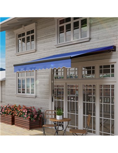 Outsunny 3 x 2.5m Electric Awning with LED Light and Remote Controller, Aluminium Frame DIY Retractable Awning, UV50+ Sun Shade 