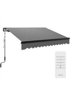 Outsunny 2.5 x 2m Electric Awning with LED Light and Remote Controller, Aluminium Frame DIY Retractable Awning, UV50+ Sun Shade 