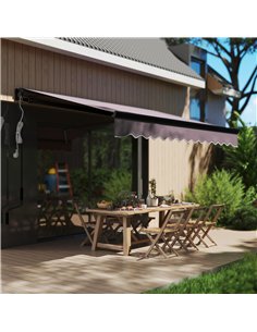 Outsunny 2.5 x 2m Electric Awning with LED Light and Remote Controller, Aluminium Frame DIY Retractable Awning, UV50+ Sun Shade  2