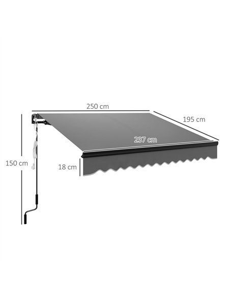 Outsunny 2.5 x 2m Electric Awning with LED Light and Remote Controller, Aluminium Frame DIY Retractable Awning, UV50+ Sun Shade  - pic 119624 | FastDaddyshop