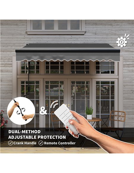 Outsunny 2.5 x 2m Electric Awning with LED Light and Remote Controller, Aluminium Frame DIY Retractable Awning, UV50+ Sun Shade  - pic 119625 | FastDaddyshop